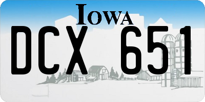 IA license plate DCX651