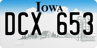 IA license plate DCX653