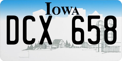 IA license plate DCX658
