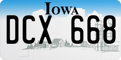 IA license plate DCX668