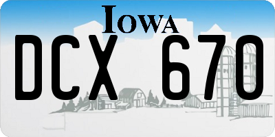 IA license plate DCX670