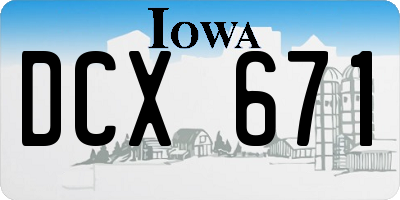 IA license plate DCX671