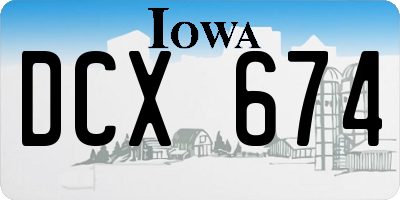 IA license plate DCX674