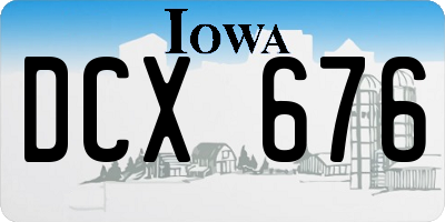 IA license plate DCX676
