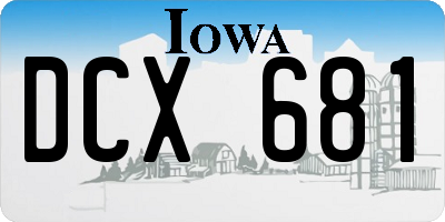 IA license plate DCX681