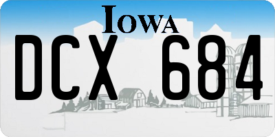 IA license plate DCX684