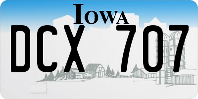 IA license plate DCX707