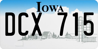 IA license plate DCX715