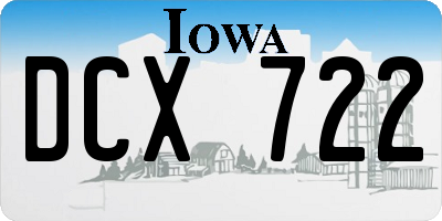 IA license plate DCX722