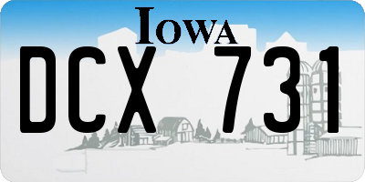 IA license plate DCX731