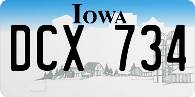 IA license plate DCX734