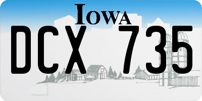 IA license plate DCX735