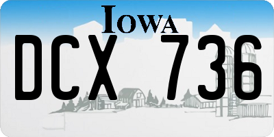 IA license plate DCX736