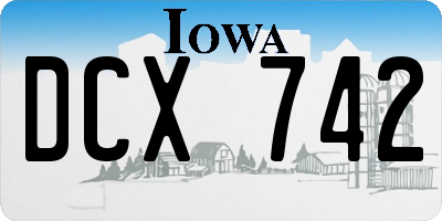 IA license plate DCX742