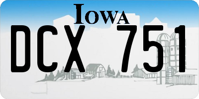 IA license plate DCX751