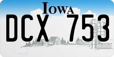 IA license plate DCX753