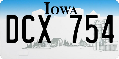 IA license plate DCX754