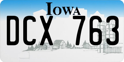IA license plate DCX763