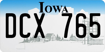 IA license plate DCX765