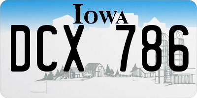 IA license plate DCX786