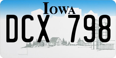 IA license plate DCX798