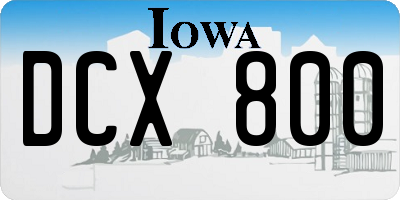 IA license plate DCX800