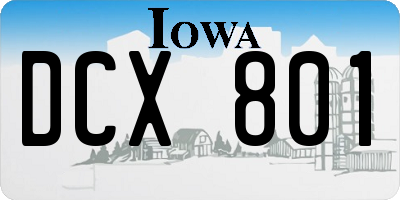 IA license plate DCX801