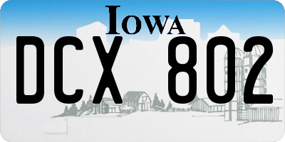 IA license plate DCX802