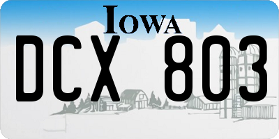 IA license plate DCX803