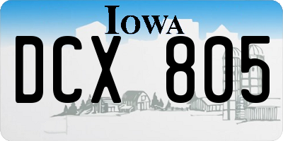 IA license plate DCX805