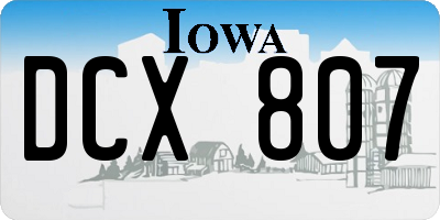 IA license plate DCX807