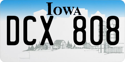 IA license plate DCX808