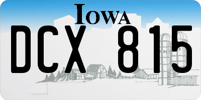 IA license plate DCX815
