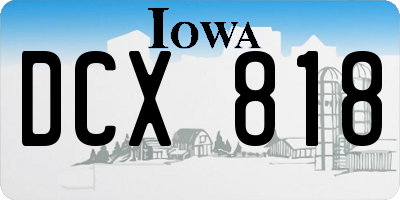 IA license plate DCX818