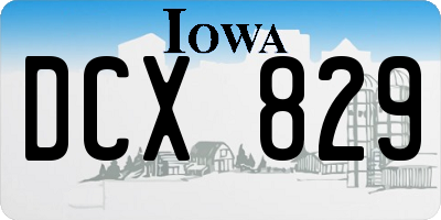IA license plate DCX829