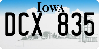 IA license plate DCX835