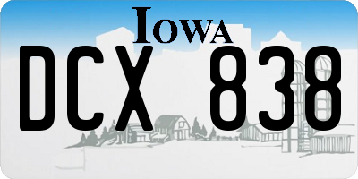 IA license plate DCX838