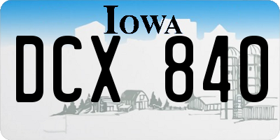 IA license plate DCX840