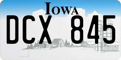 IA license plate DCX845