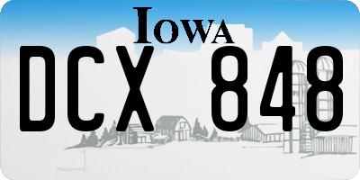 IA license plate DCX848