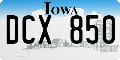 IA license plate DCX850