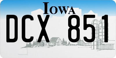 IA license plate DCX851