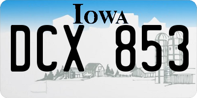 IA license plate DCX853
