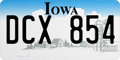 IA license plate DCX854