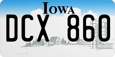 IA license plate DCX860