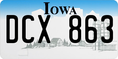 IA license plate DCX863