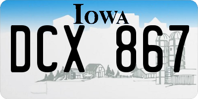 IA license plate DCX867
