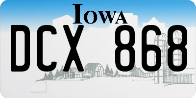 IA license plate DCX868
