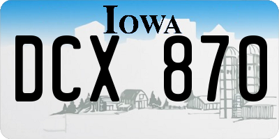 IA license plate DCX870