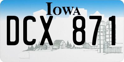 IA license plate DCX871